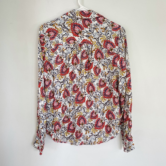 Fifteen Twenty Floral Button Down Blouse Top Women’s S Red Orange Paisley Boho - Picture 12 of 12